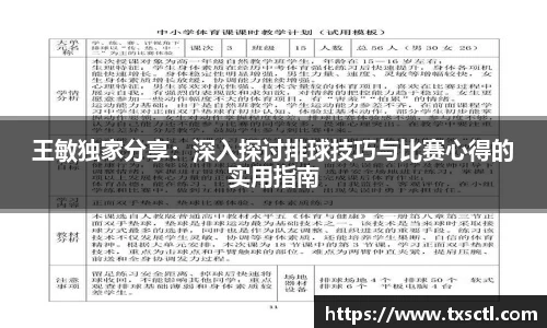 王敏独家分享：深入探讨排球技巧与比赛心得的实用指南