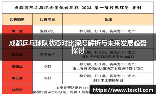成都乒乓球队状态对比深度解析与未来发展趋势探讨